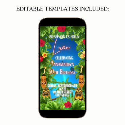 Tropical Garden Luau Video Invitation for Mobile Sharing