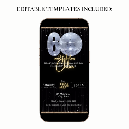 Digital milestone video invitation disco ball design