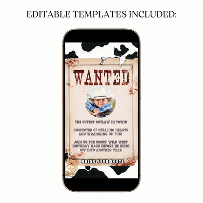 WhatsApp chat preview sending Cowboy Buckaroo party video invitation