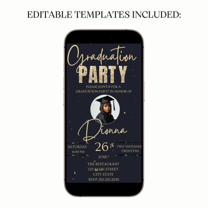 Elegant Gold Cap Digital Video Invitation for Mobile Sharing