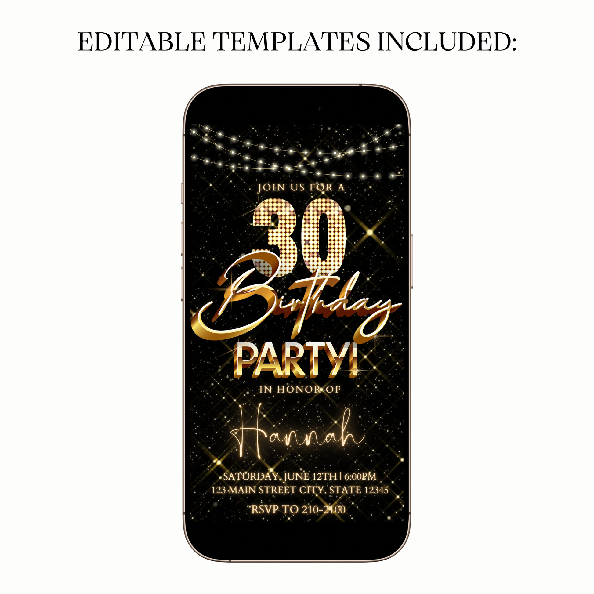 Luxe Black and Gold Video Invitation for Mobile Sharing