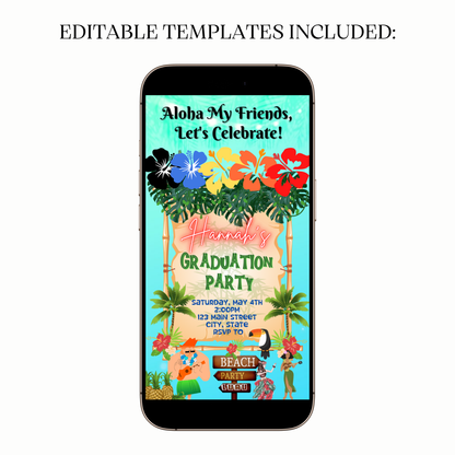 Tropical Luau Digital Video Invitation for Mobile Sharing