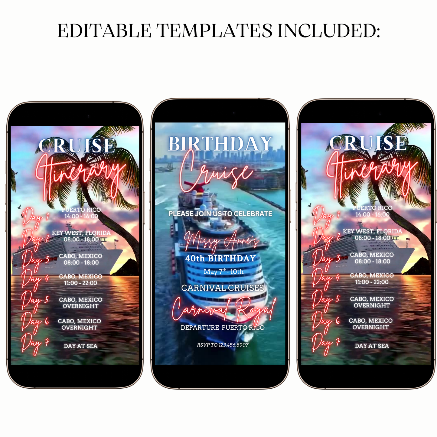 Editable cruise ship birthday video invitation online