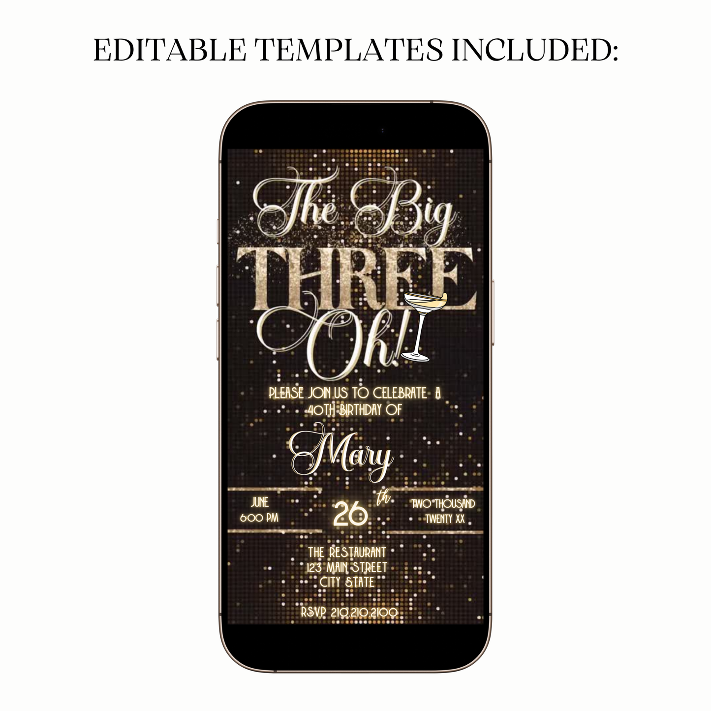 Elegant 30th Birthday Video Invite – Black & Gold Celebration for Mobile Sharing
