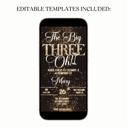 Elegant 30th Birthday Video Invite – Black & Gold Celebration for Mobile Sharing
