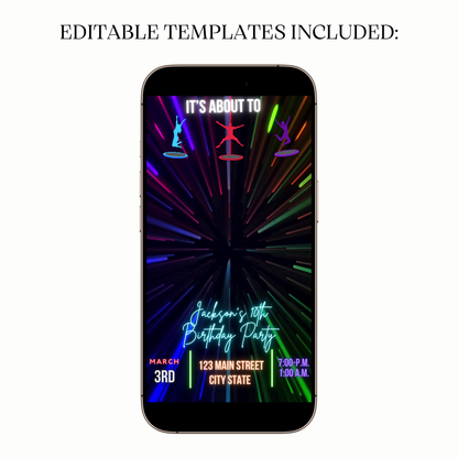 Trampoline Glow Theme Video Invitation for Mobile Sharing