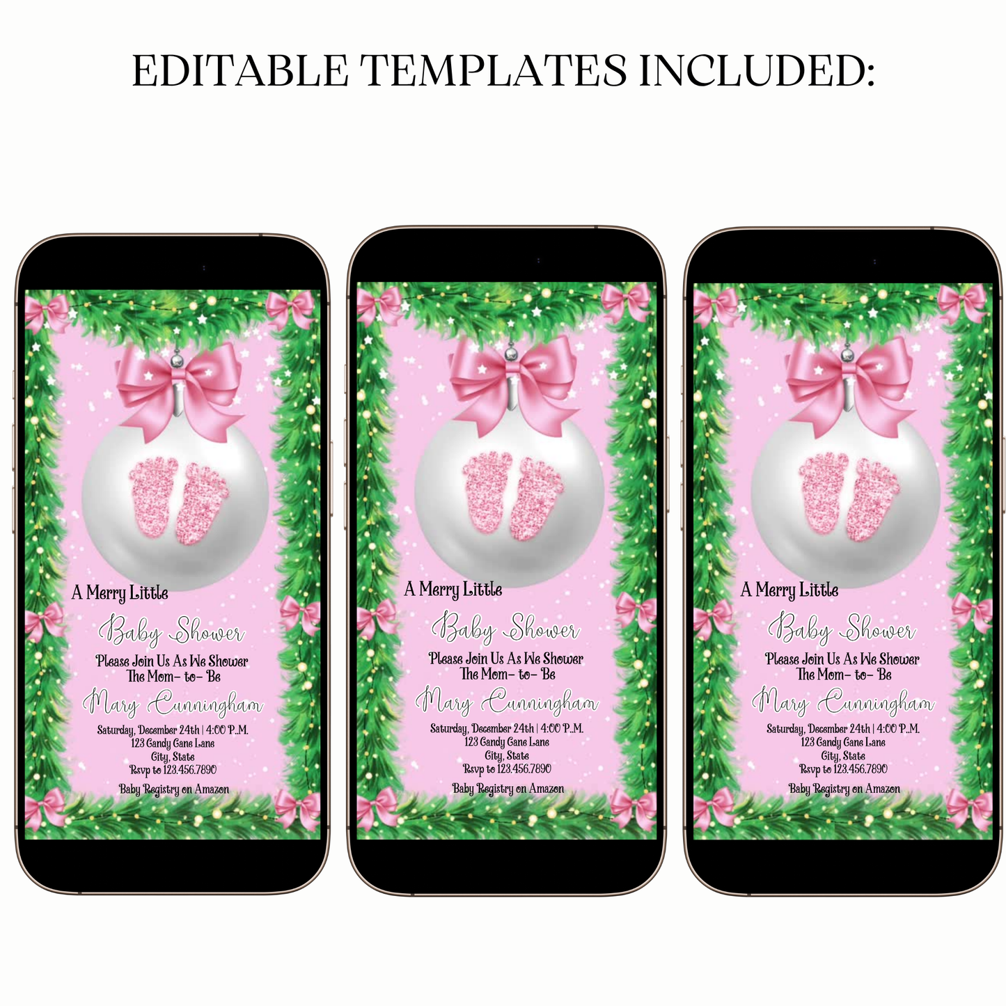 Animated pink baby shower digital video party invitation