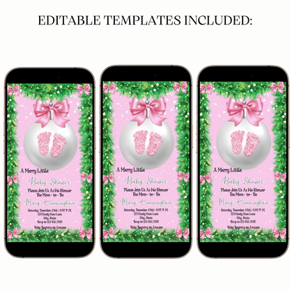 Animated pink baby shower digital video party invitation