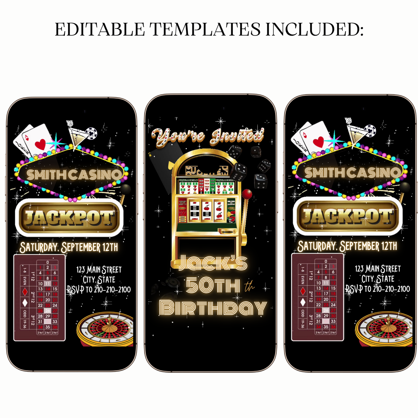 Jackpot Casino Night Video Invite – Poker Party Animated Template for Mobile Sharing