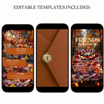 Editable Friendsgiving party video invitation online
