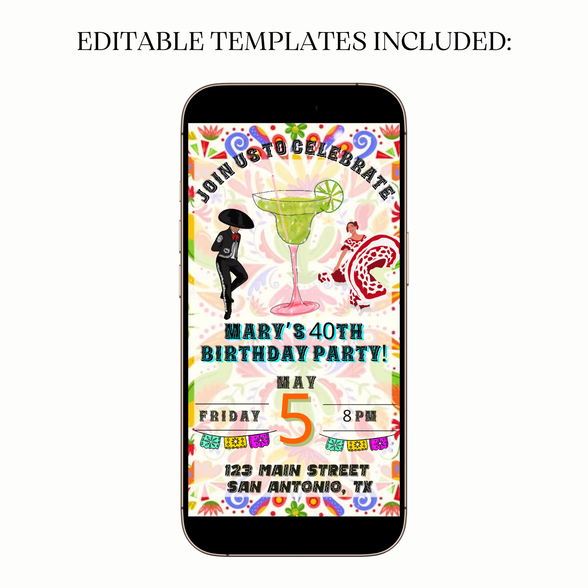 Mexican Party Style Video Invitation for Mobile Sharing
