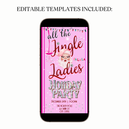 Animated All the Jingle Ladies video invitation with glitter effects