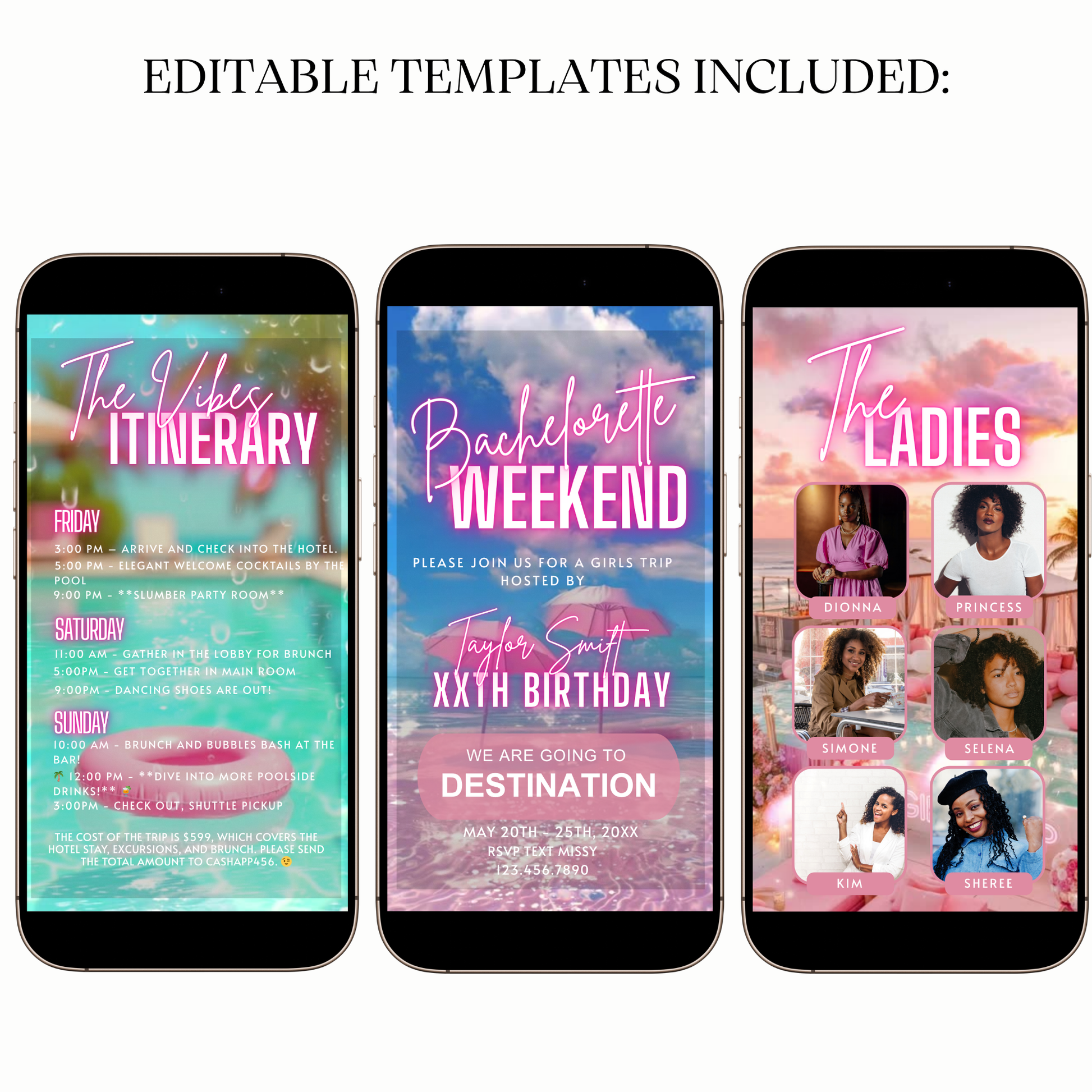 Animated bachelorette beach digital video party invitation