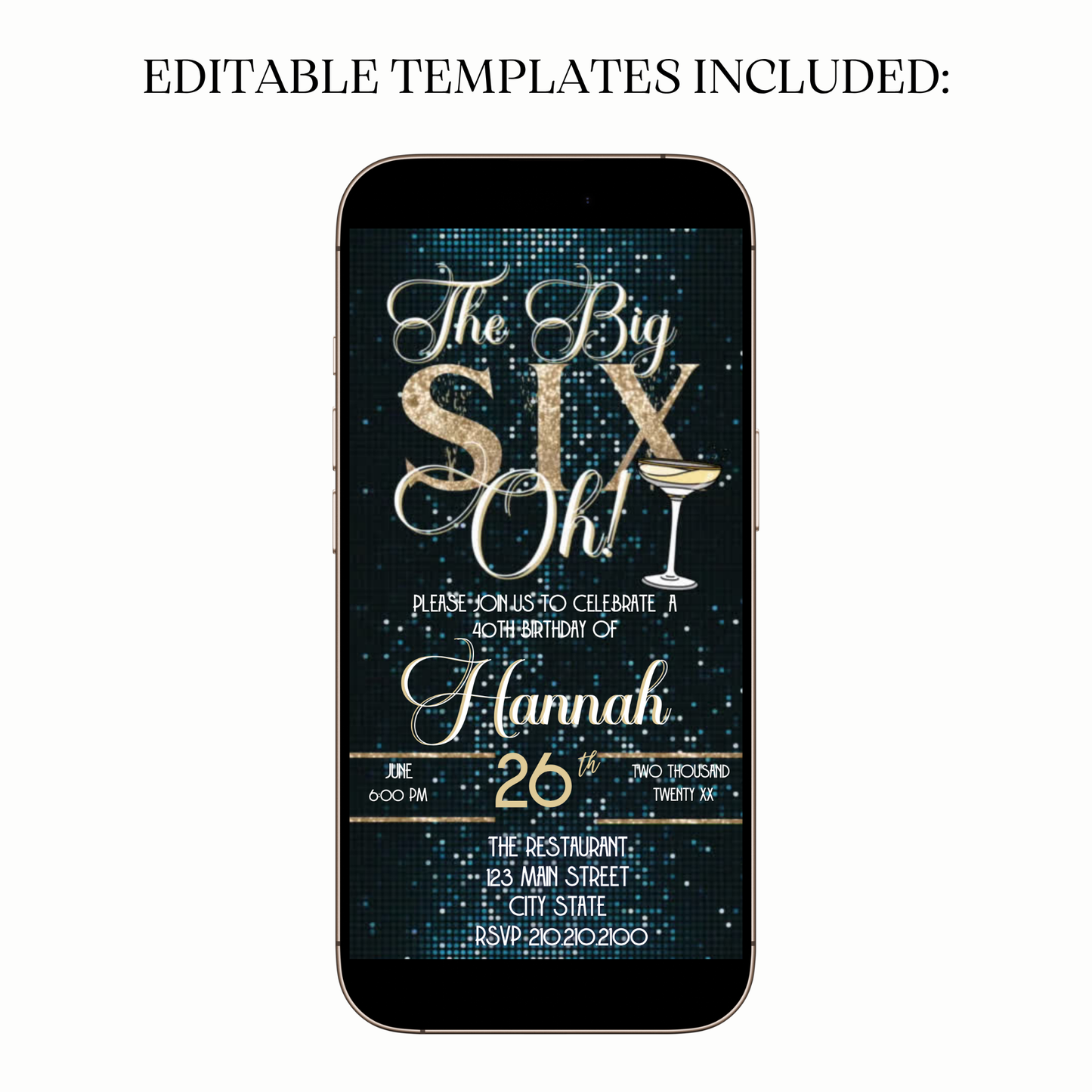 Champagne Disco Night Digital Video Invitation for Mobile Sharing