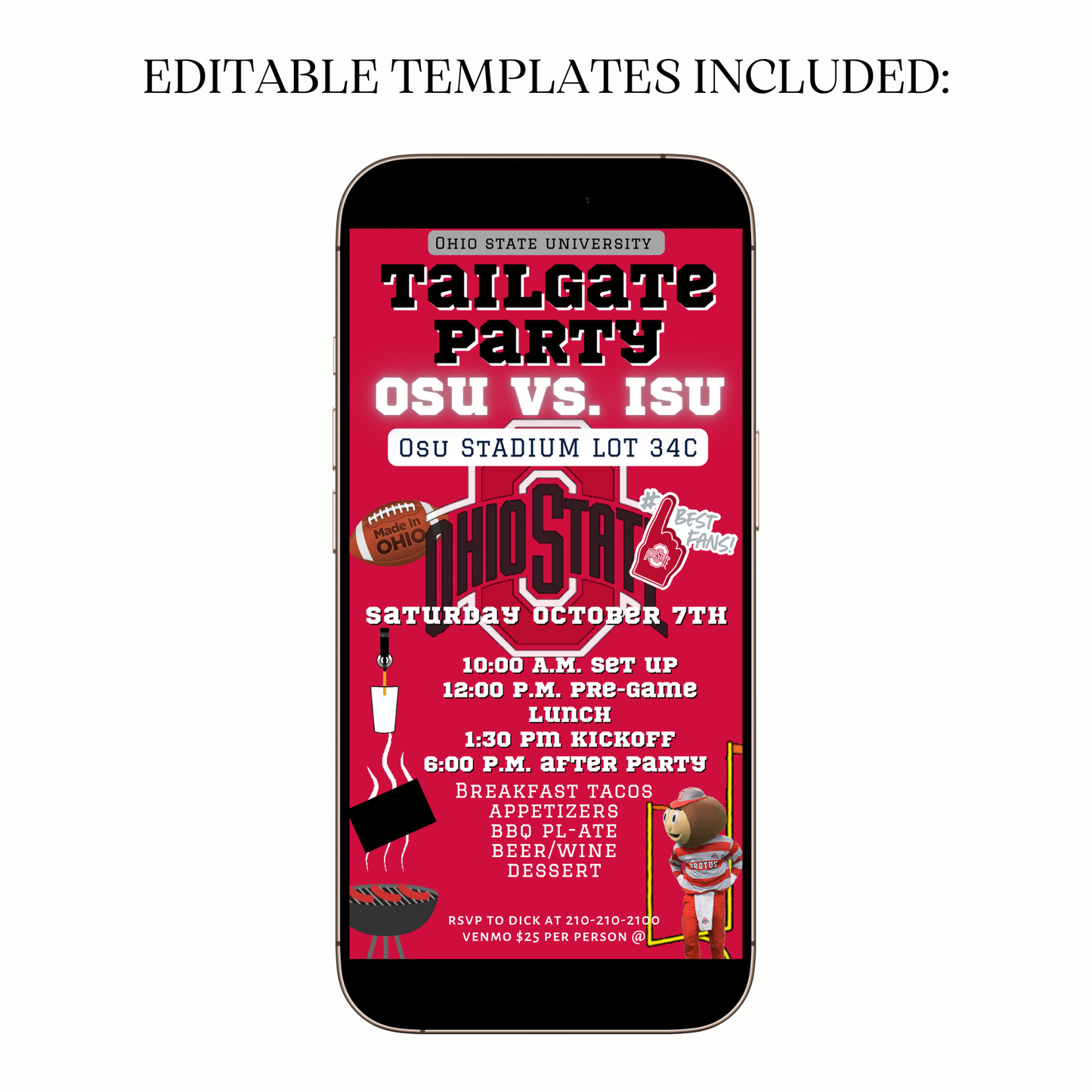 Digital Buckeyes stadium video invitation tailgate