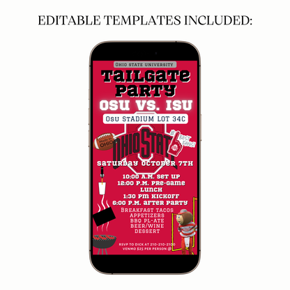 Digital Buckeyes stadium video invitation tailgate