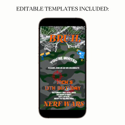 Nerf Battle Party Video Invitation for Mobile Sharing
