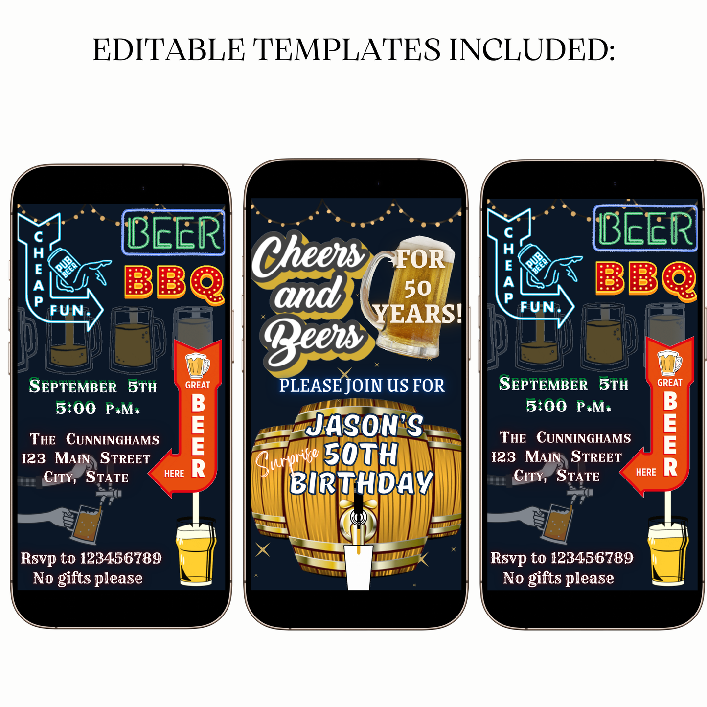 Animated cheers beers birthday digital video party invitation