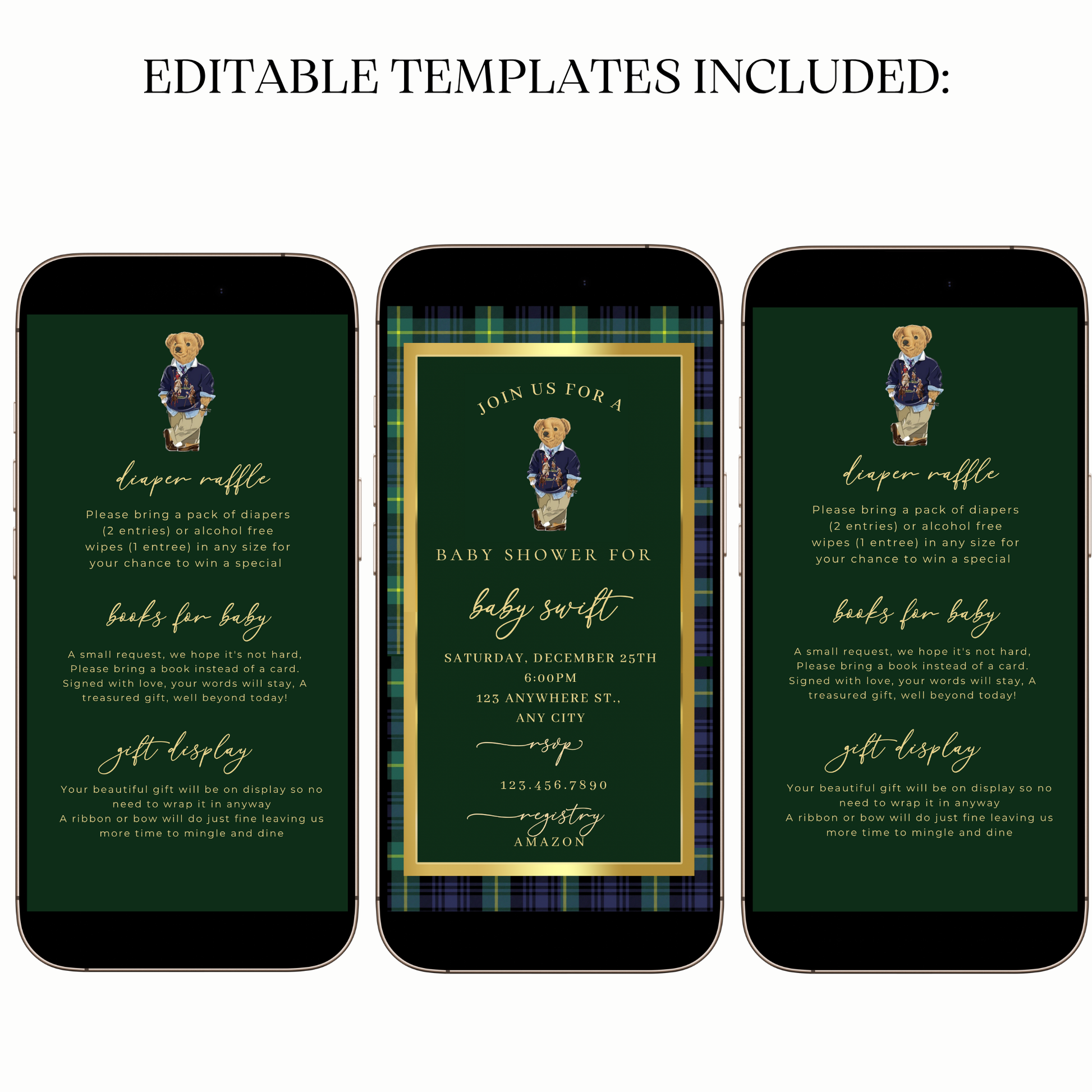 Digital Classic Polo Bear Baby Shower Video Invitation
