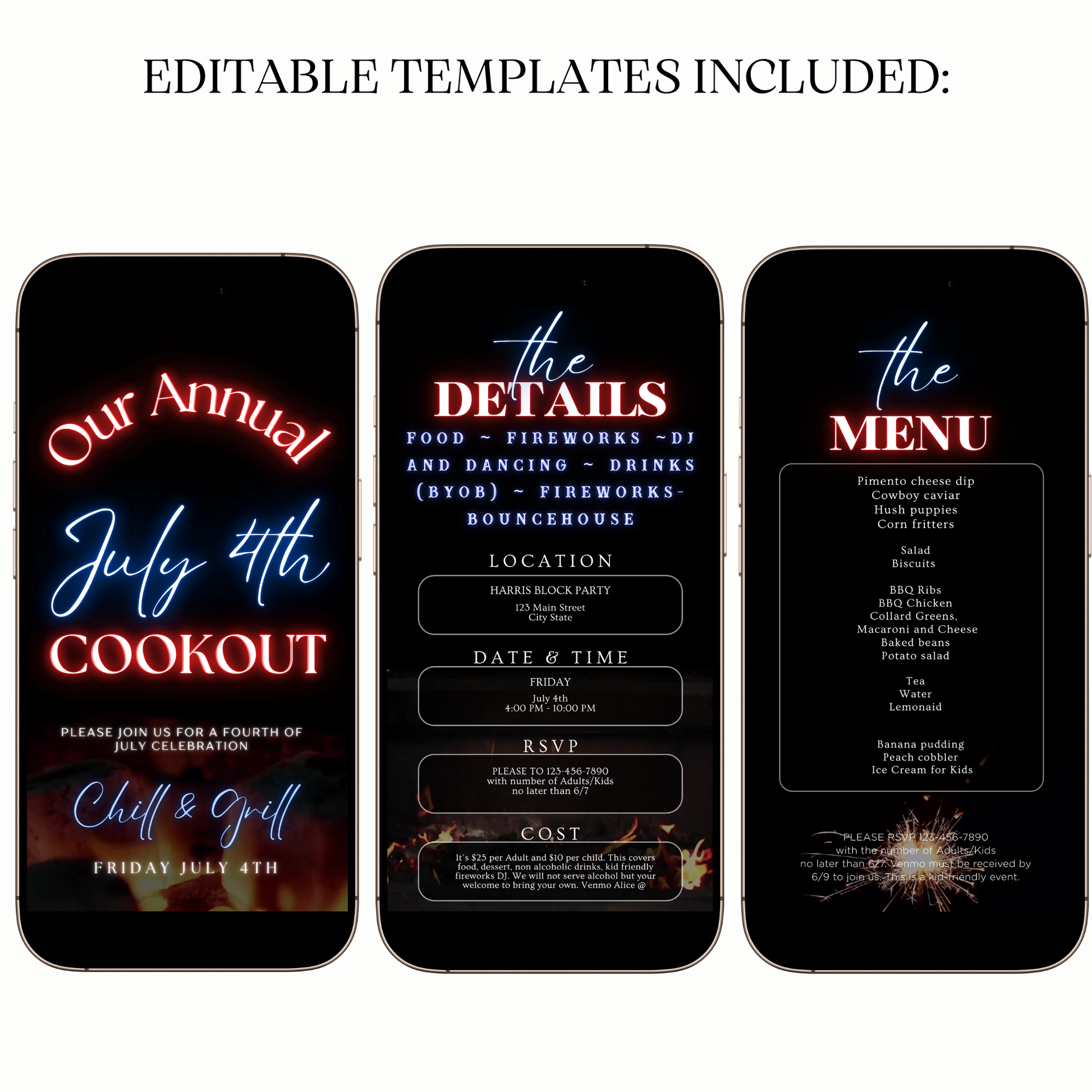 July 4th Cookout Video Invitation – Chill & Grill Independence Day Party Evite for Mobile Sharing