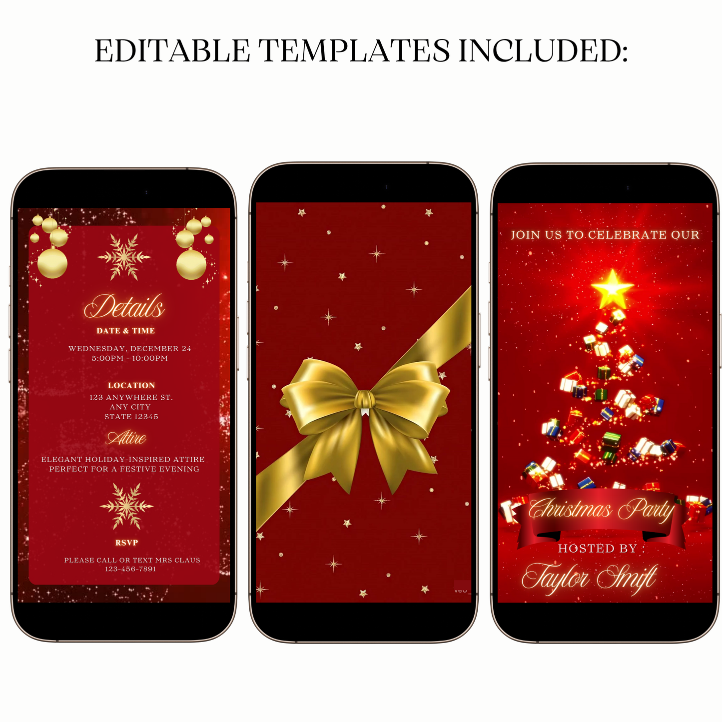 Digital holiday video invitation flying gift box