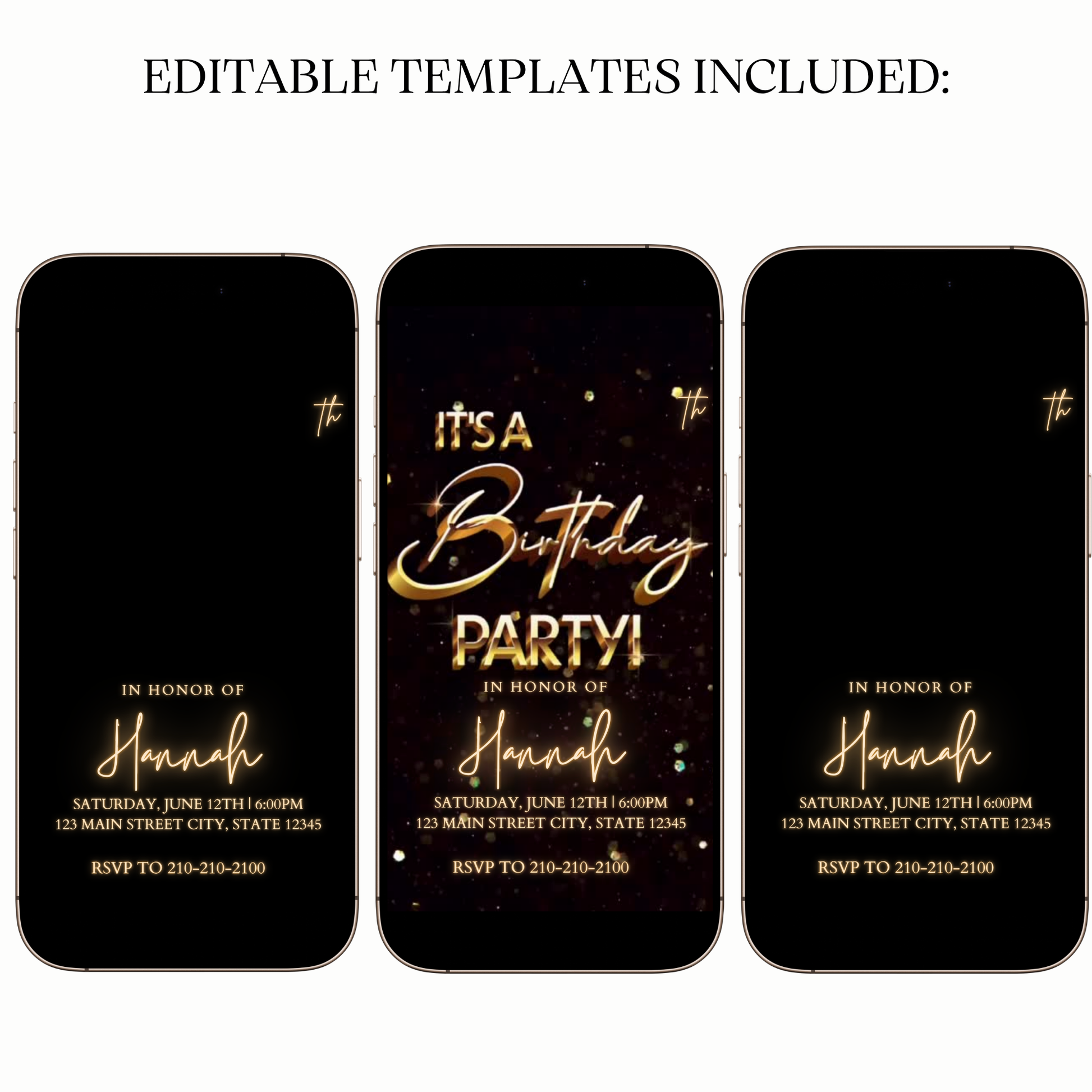 Digital milestone video invitation golden confetti