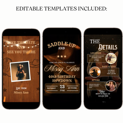 Editable cowboy birthday video invitation online