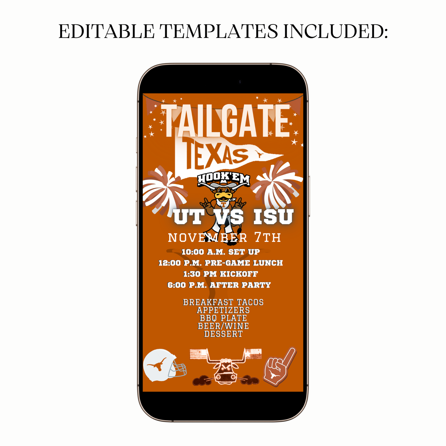 Digital Texas Longhorns game day video invitation