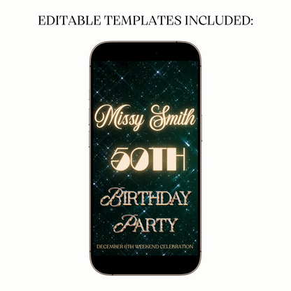 Birthday Dinner Celebration Video Invitation | Digital Luxe Party Invite | Editable Online Template