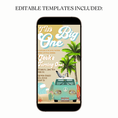 Surfs Up Beach Theme Video Invitation for Mobile Sharing