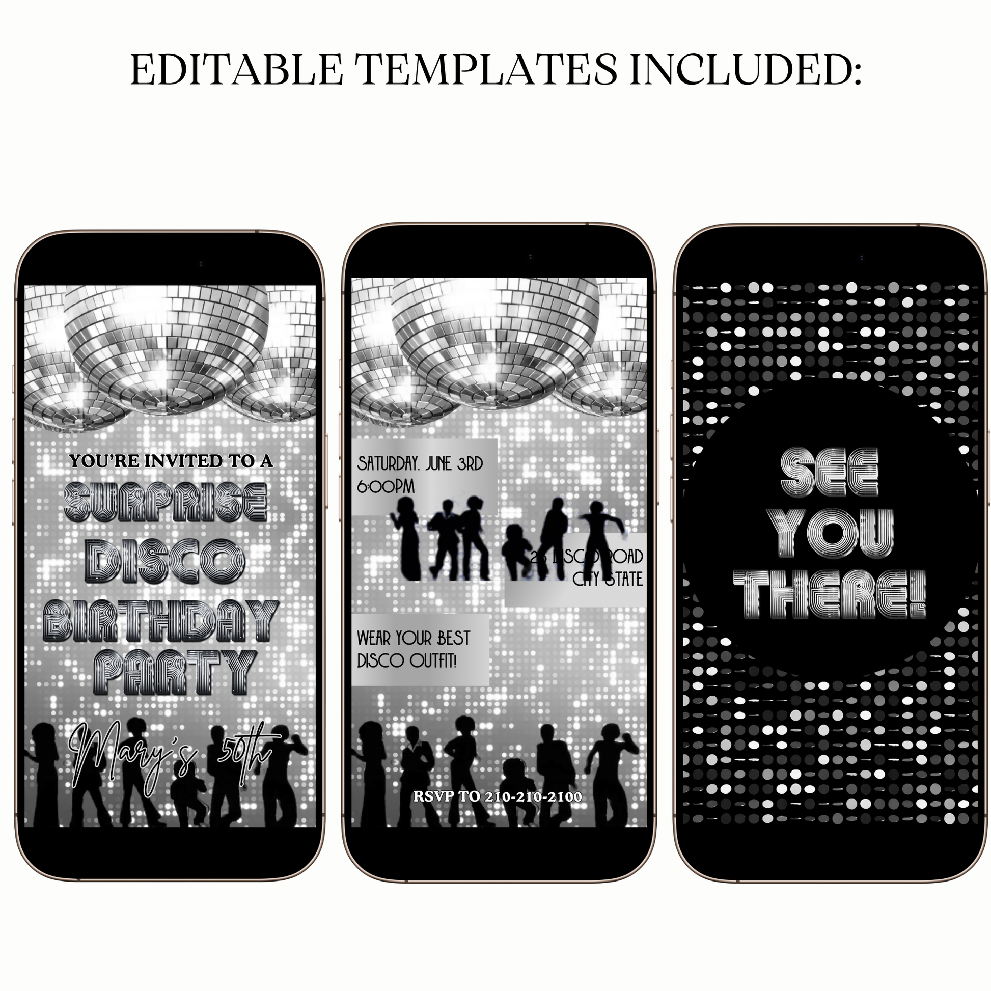 Digital Silver Disco Birthday Party Video Invitation