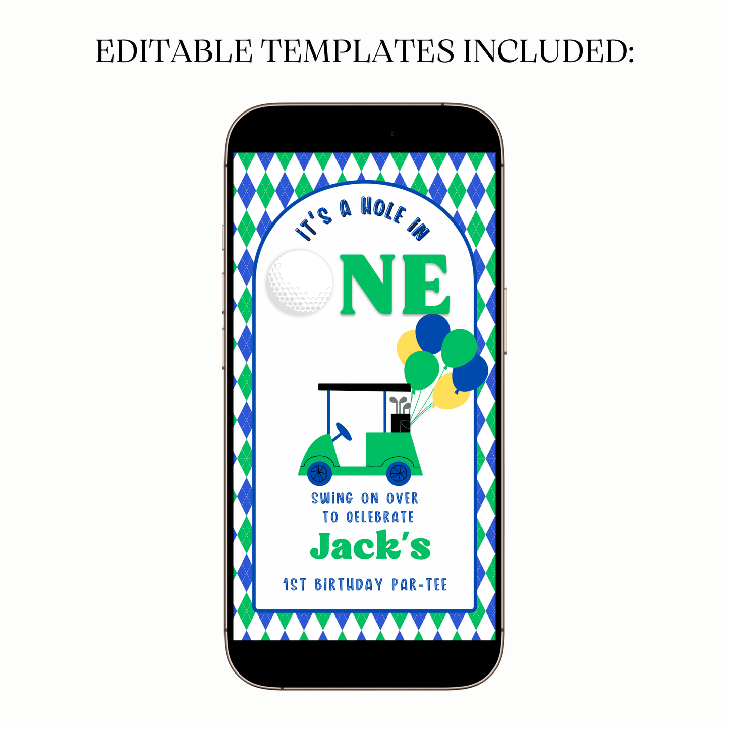 Desktop editor customizing details on Hole in One video template