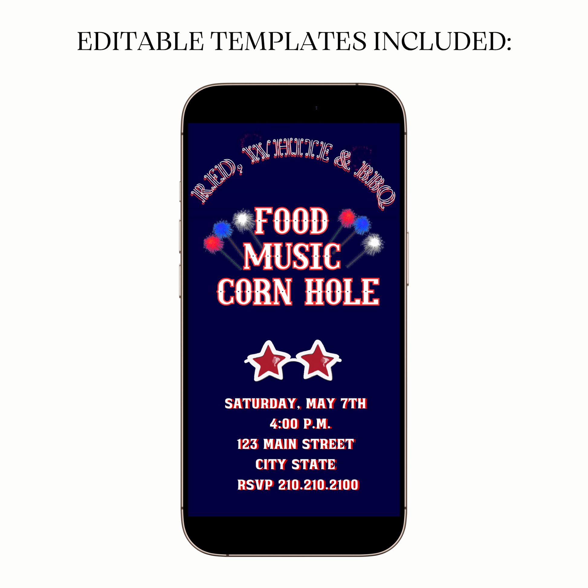 Red White and BBQ Digital Video Invitation for Mobile Sharing