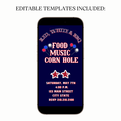 Red White and BBQ Digital Video Invitation for Mobile Sharing
