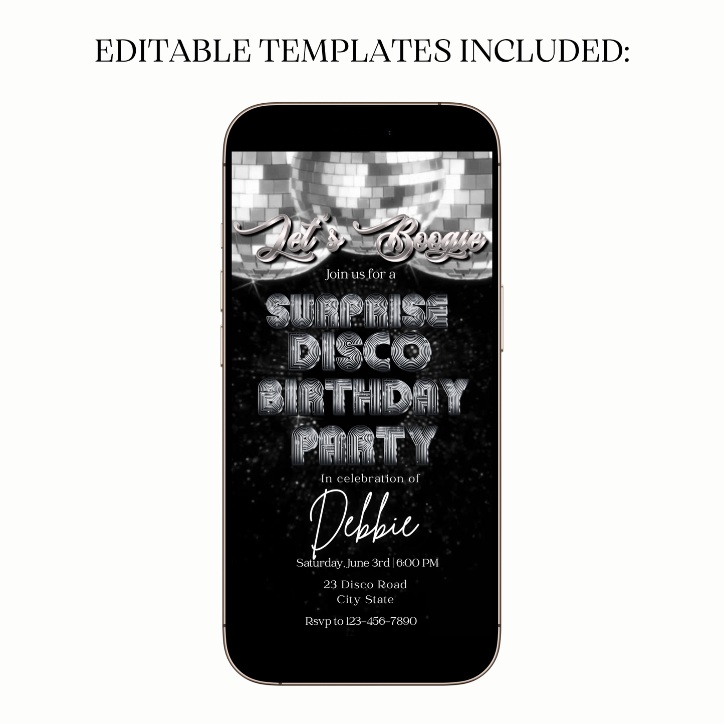 Animated Retro Silver Disco Video Invitation Evite
