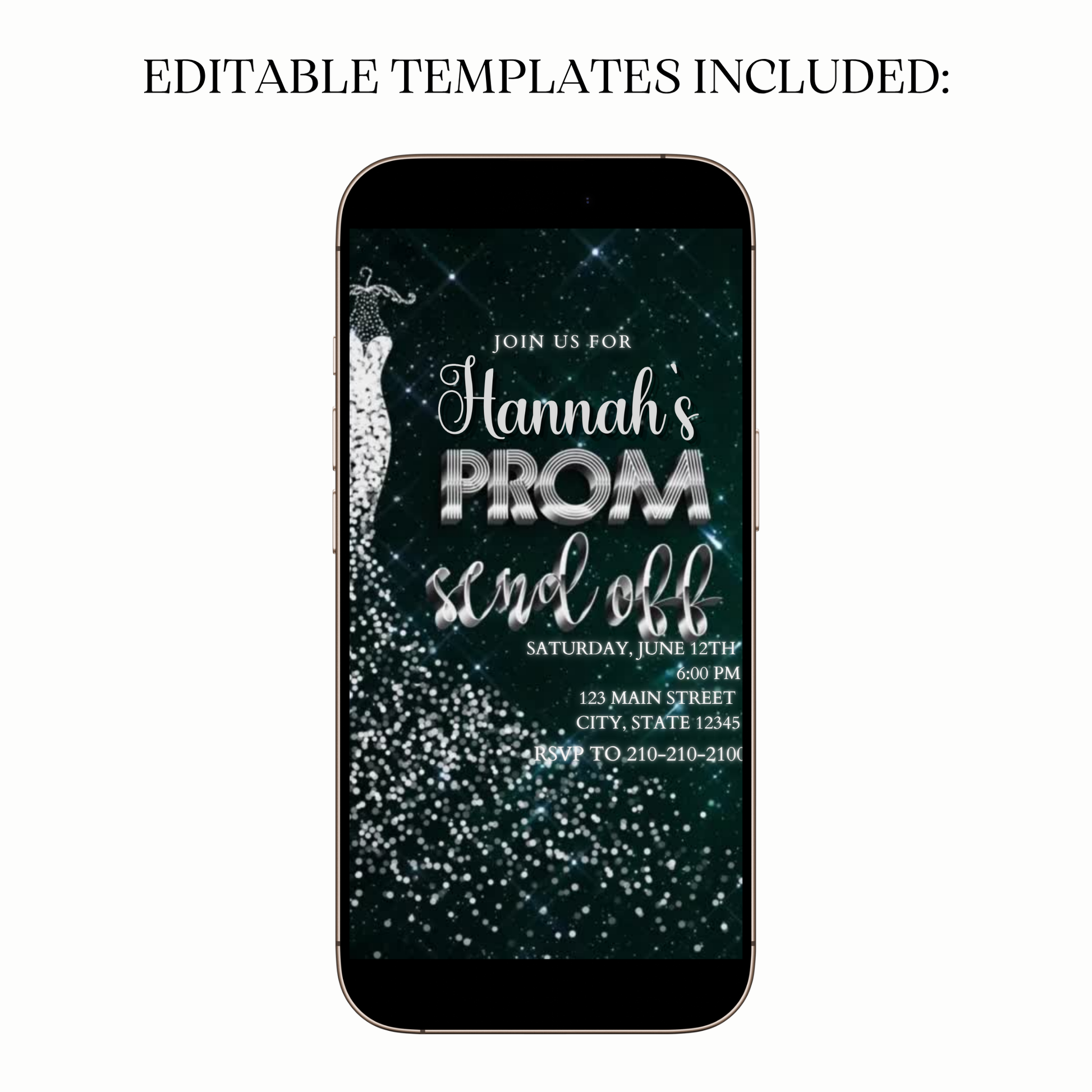 Animated emerald sequin digital video party invitation