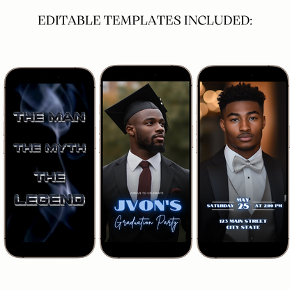 The Man The Myth The Legend Birthday or Graduation Video Invitation for Mobile Sharing
