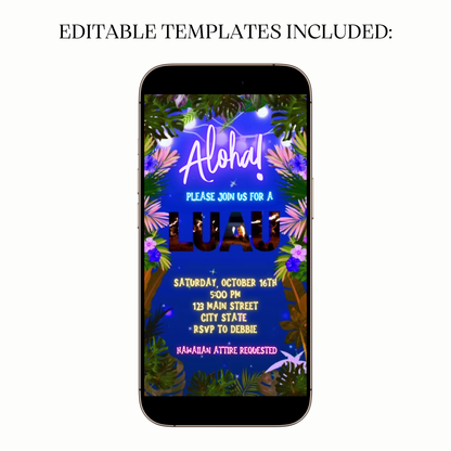 Aloha Hawaiian Luau Video Invitation for Mobile Sharing