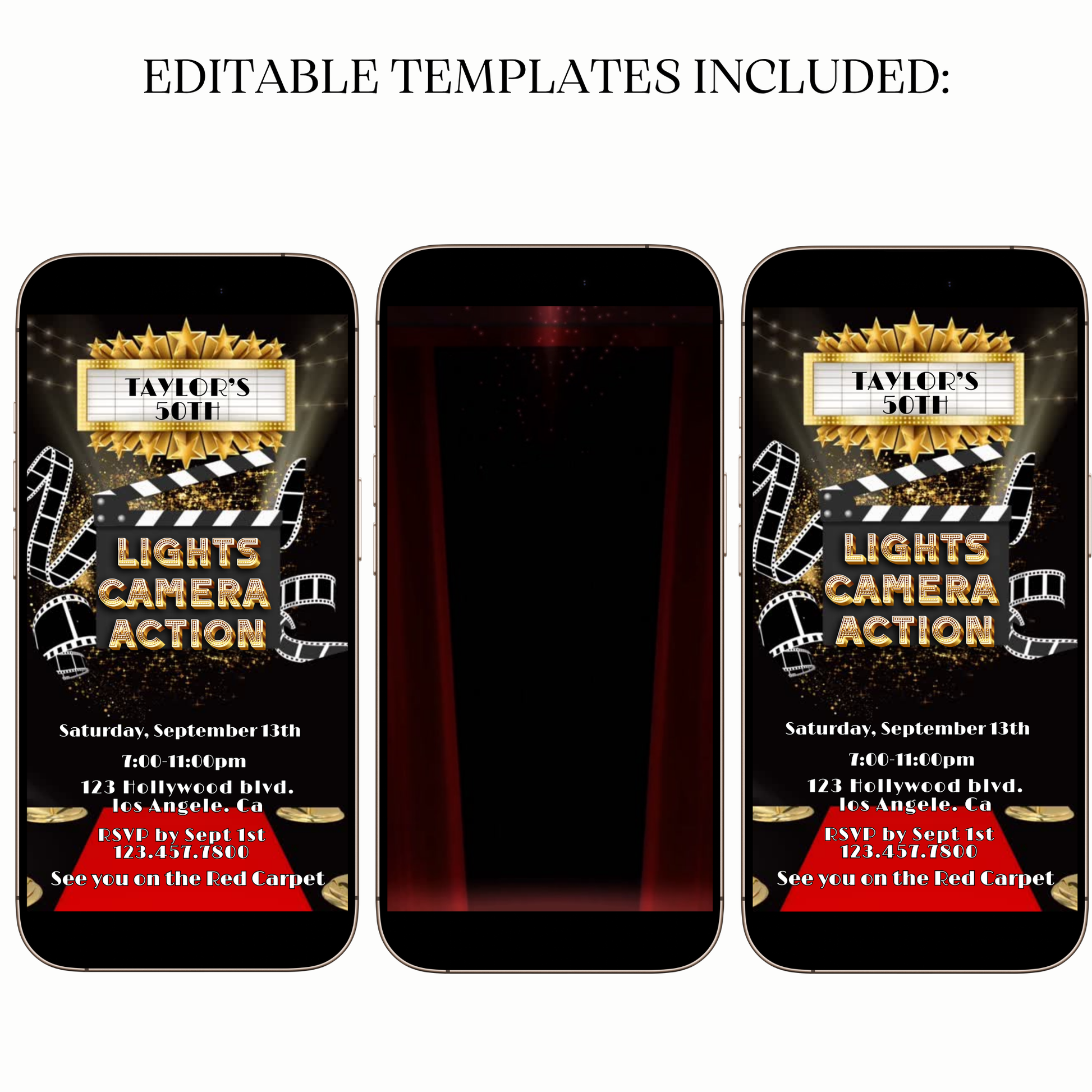Digital Hollywood Red Carpet Birthday Video Invitation