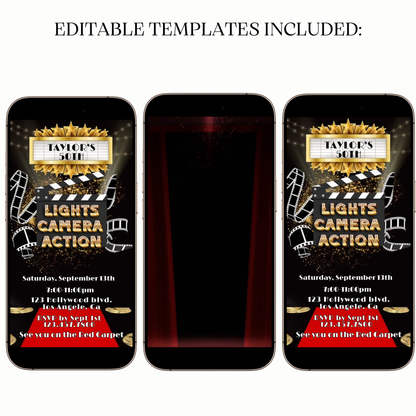 Digital Hollywood Red Carpet Birthday Video Invitation
