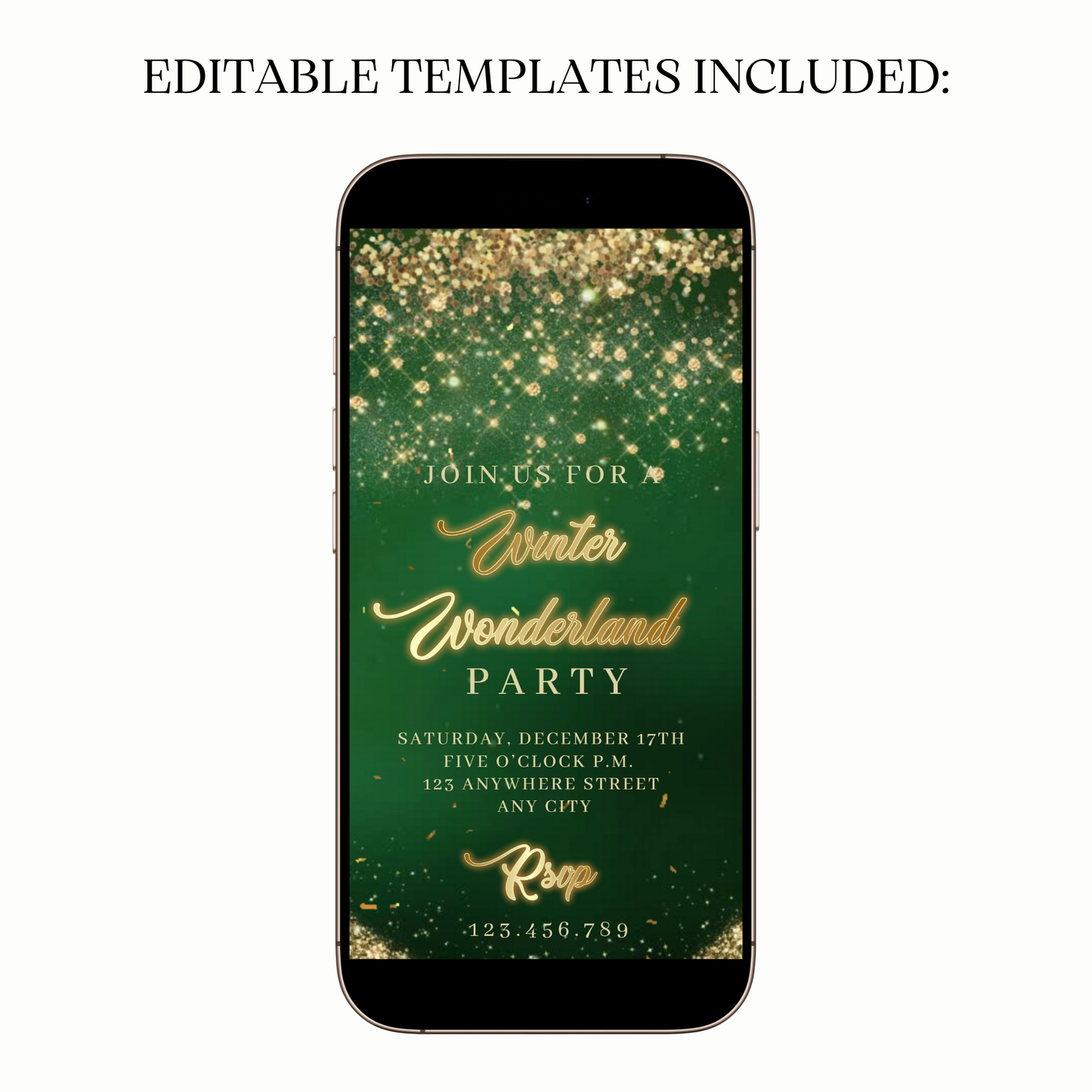 Emerald and Gold Christmas invite shared on WhatsApp preview