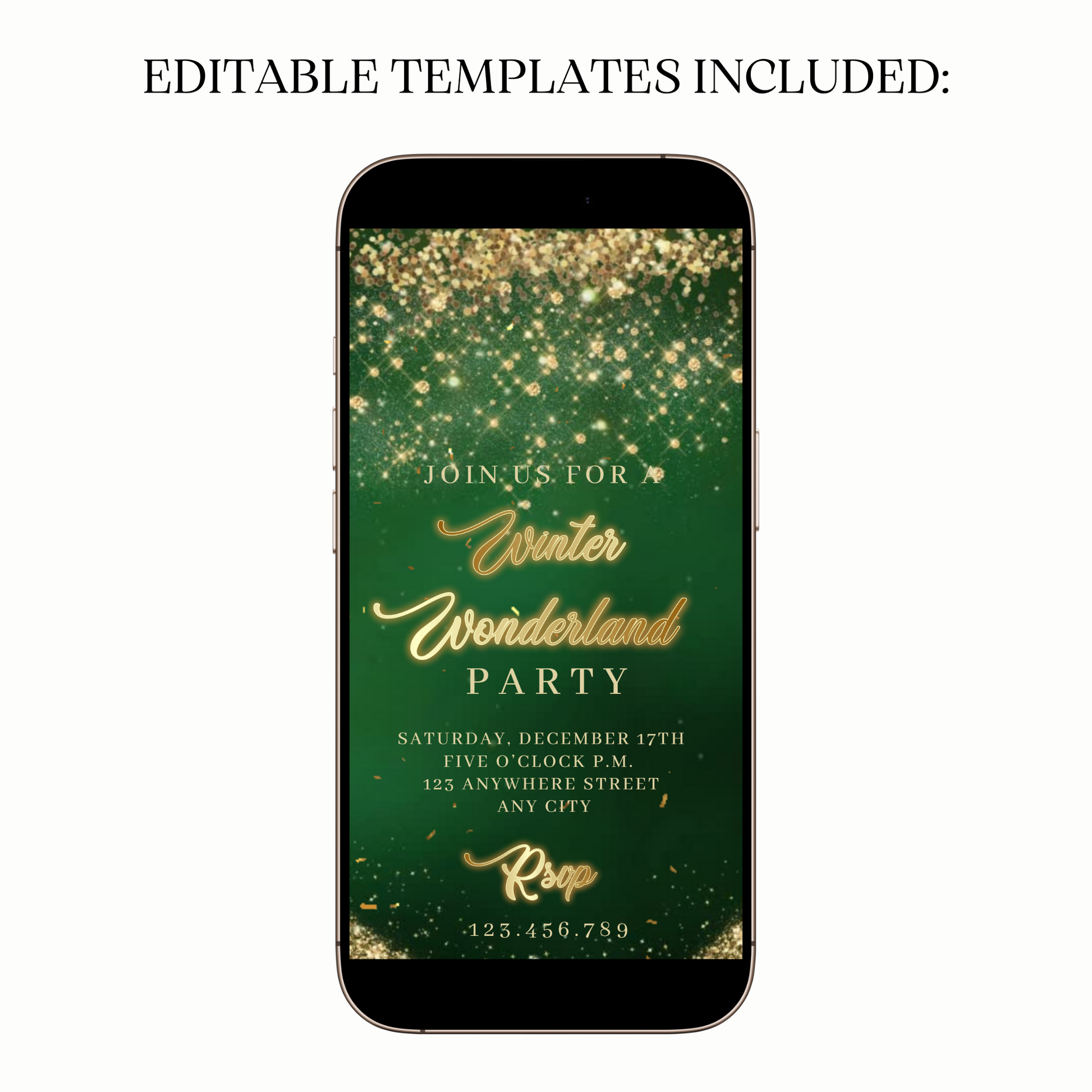 Emerald and Gold Christmas invite shared on WhatsApp preview