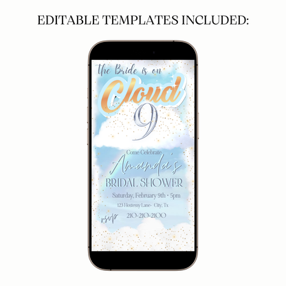 Digital bridal shower video invitation cloud nine design
