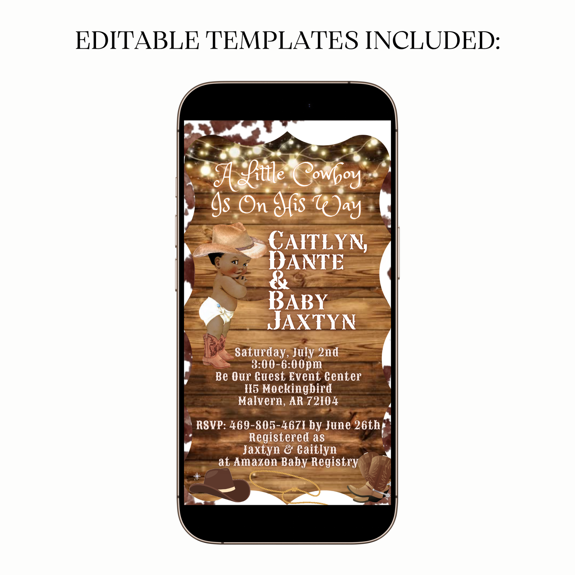 Rustic western baby shower Digital Video Invitation for Mobile Sharing