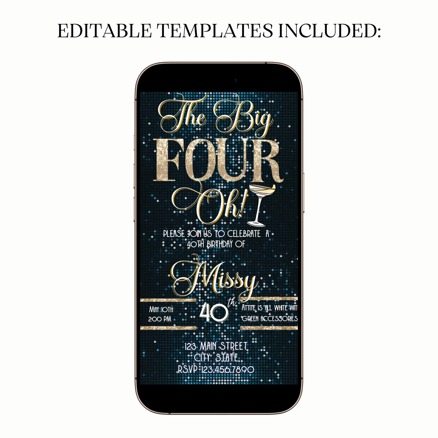 Blue and Gold Glam Video Invitation for Mobile Sharing