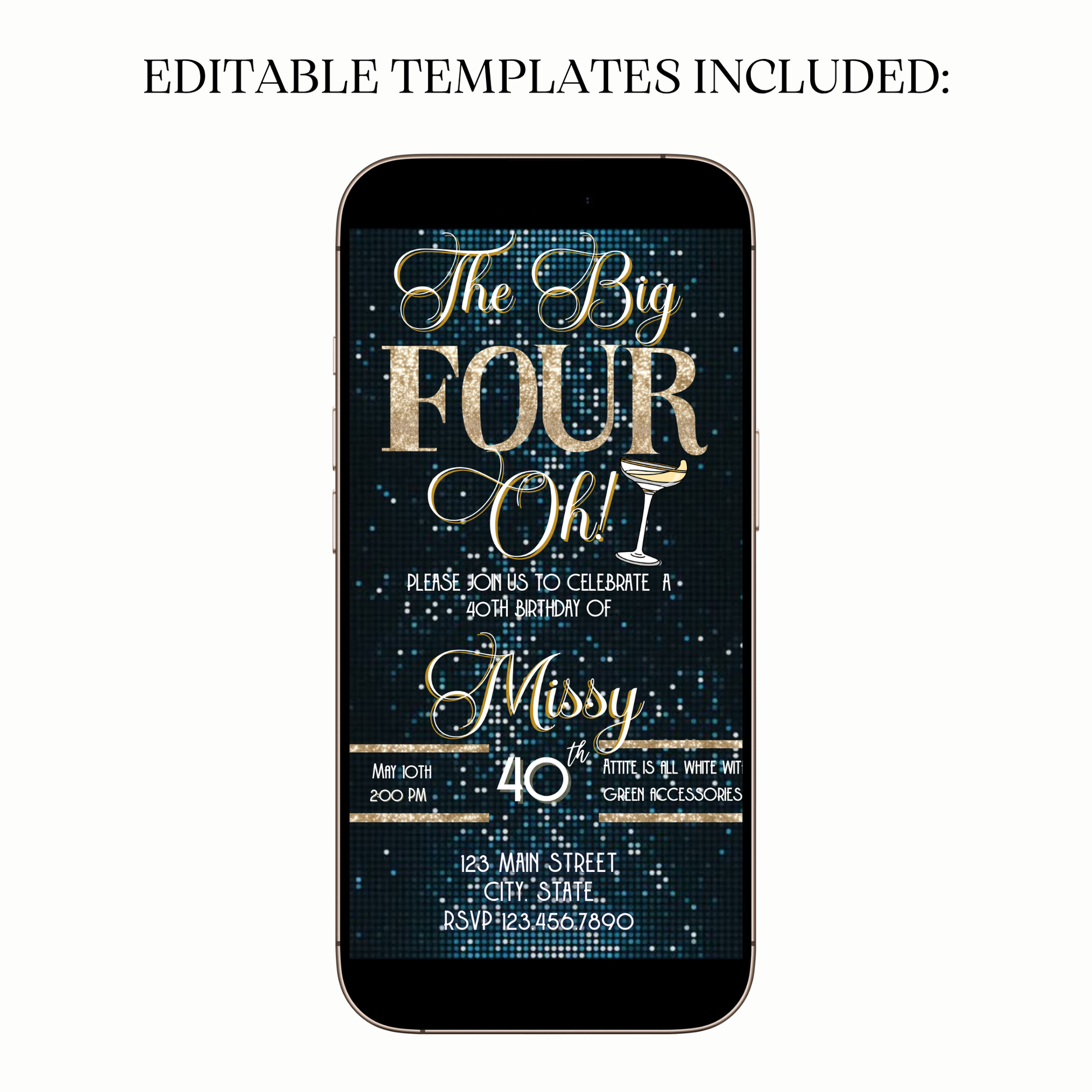 Blue and Gold Glam Video Invitation for Mobile Sharing