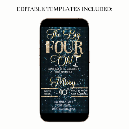 Blue and Gold Glam Video Invitation for Mobile Sharing