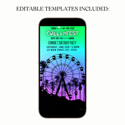 Animated carnival ferris wheel digital video party invitation