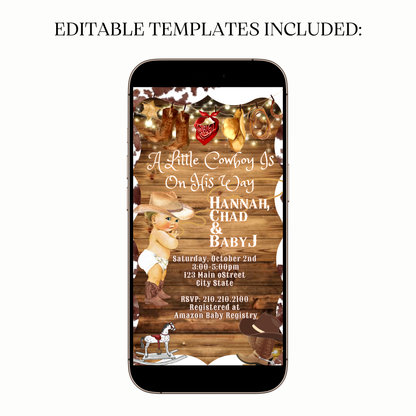Animated Rustic Western Cowboy Video Invitation Evite