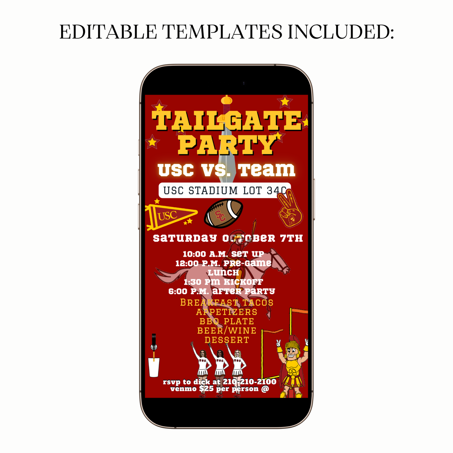 Animated USC tailgate party digital video invitation